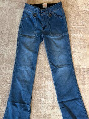 GB Medium Wash Flare Jeans w/ Original Raw Hem (Rayon Blend)